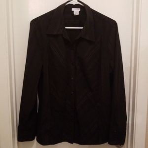 East 5th Black Stripe Button Down Blouse